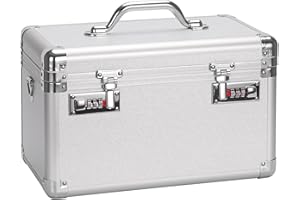 Vilcjson Combination Lock Box - 13.4x8.2x7.6 Inch Large - Security Lock Boxes for Medicine, Locking Storage Box for Personal Items Passports and Documents, Lockable Lockbox for Office Business, Silver