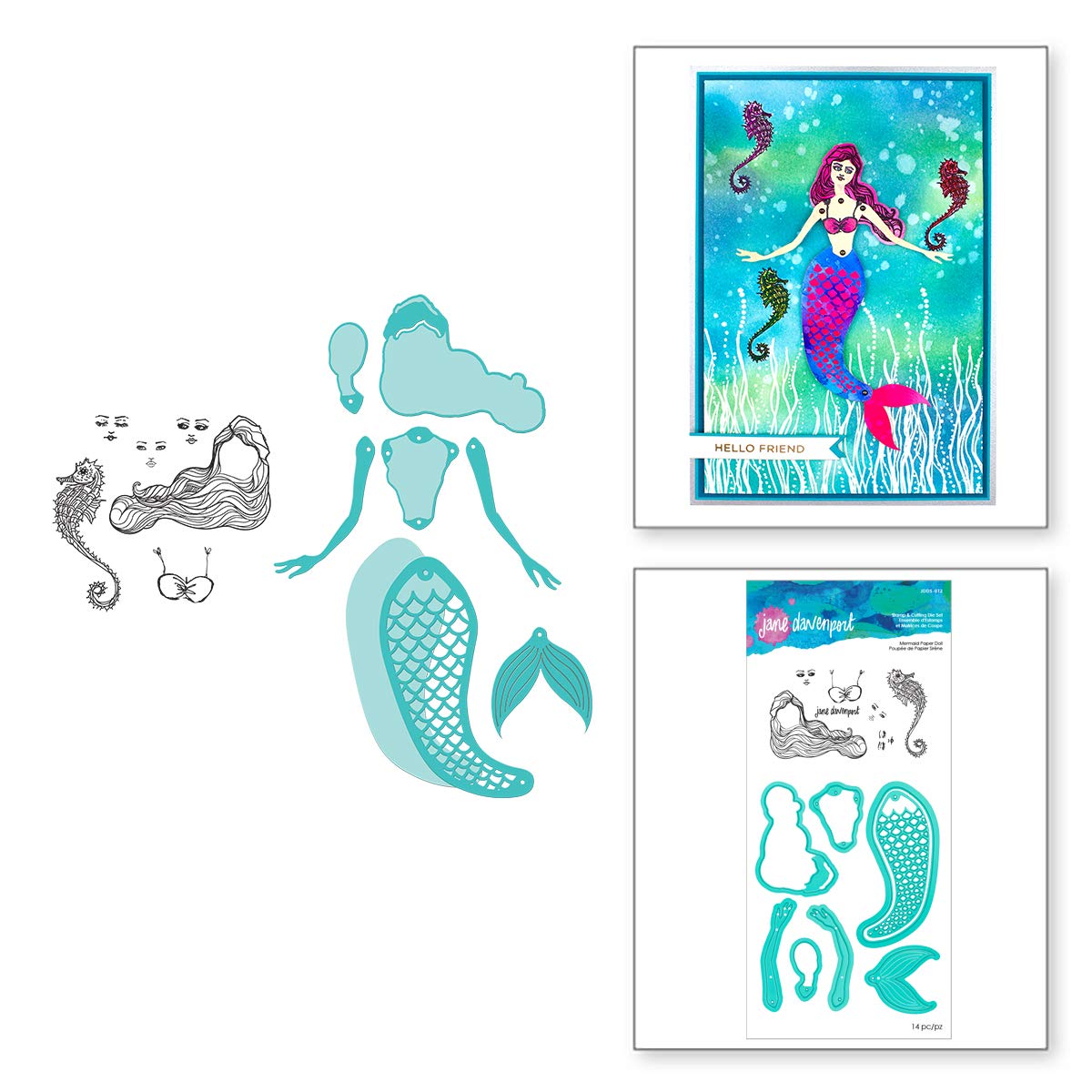 Spellbinders Paper Doll Die Set Marvelous Mermaids by Jane Davenport, Metal, Closed Eyes Stamp: 1.1 x 1.4 cm