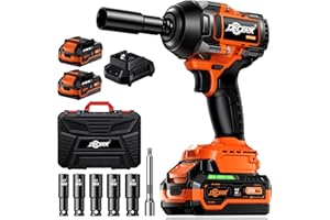 DECERK Brushless Cordless Impact Wrench, 1/2 Inch Driver, [REAL] 650Ft-lbs (900N.m), 21V MAX, Impact Gun with 2×4.0Ah Battery, Power Electric Wrench for Car Truck Tire/House/Mower