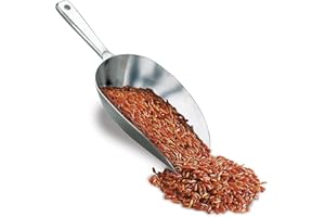 HIC Kitchen Flat Bottom Food Utility Scoop, 9.75-Inches, 250-Millimeters, Commercial-Grade Anodized Cast Aluminum