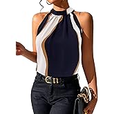 SOLY HUX Women's Halter Tops Summer Casual Trendy Tie Dye Sleeveless Tank Top Blouses