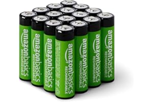 Amazon Basics 16-Pack Rechargeable AA NiMH Batteries, 2000 mAh, 1.2V, Recharge up to 1000x Times, Pre-Charged