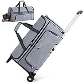 LekeSpring Garment Bags with Wheels, Garment Convertible Weekender Bags, Large Garment Bags for Travel, Duffle Luggage Bag Garment Bag (Grey, Medium)
