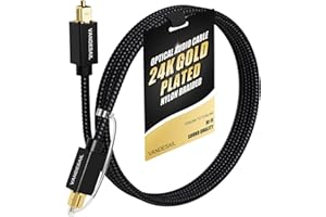 VANDESAIL 4FT/1.2M Nylon Braided Fiber Digital Optical Audio Cable for Soundbar, TV, Xbox, PS4, Samsung - Gold Plated TOSLINK Connectors