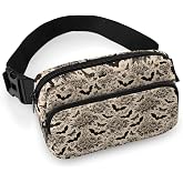 xiaotcq Gothic Bat Flowers Fanny Packs for Women Cross Body Bag Casual Belt Bag with Adjustable Strap and 2 Zipper Pockets Small Crossbody Bags Fashion Waist Packs for Workout Travelling Running