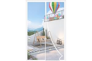 White-Magnetic-Screen-Door Fits Door Size 32x80in, Door Screen Mesh Fiberglass Heavy Duty magnetic Screen Door For Sliding Pa