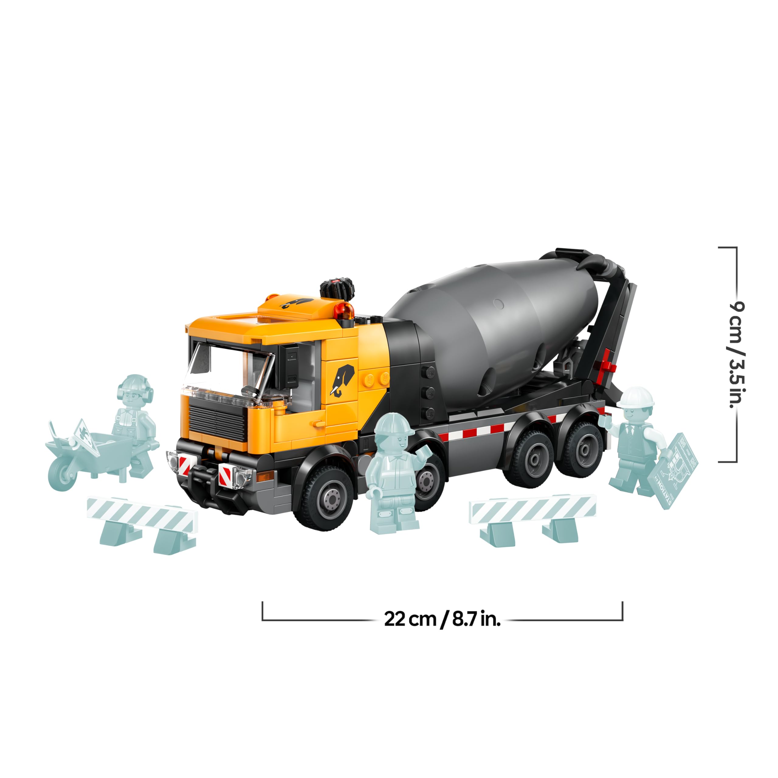 LEGO City Cement Mixer Truck Toy - Educational Construction Site Vehicle Model w/ 3 Minifigures, Rotating Drum & Pouring Function - Birthday Gift Idea for 7+ Year Old Boys - 60478 8