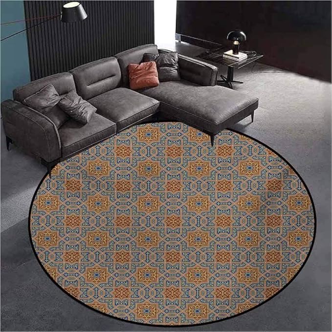 Moroccan Chic Area Rug Round Rug Traditional Arabic Design
