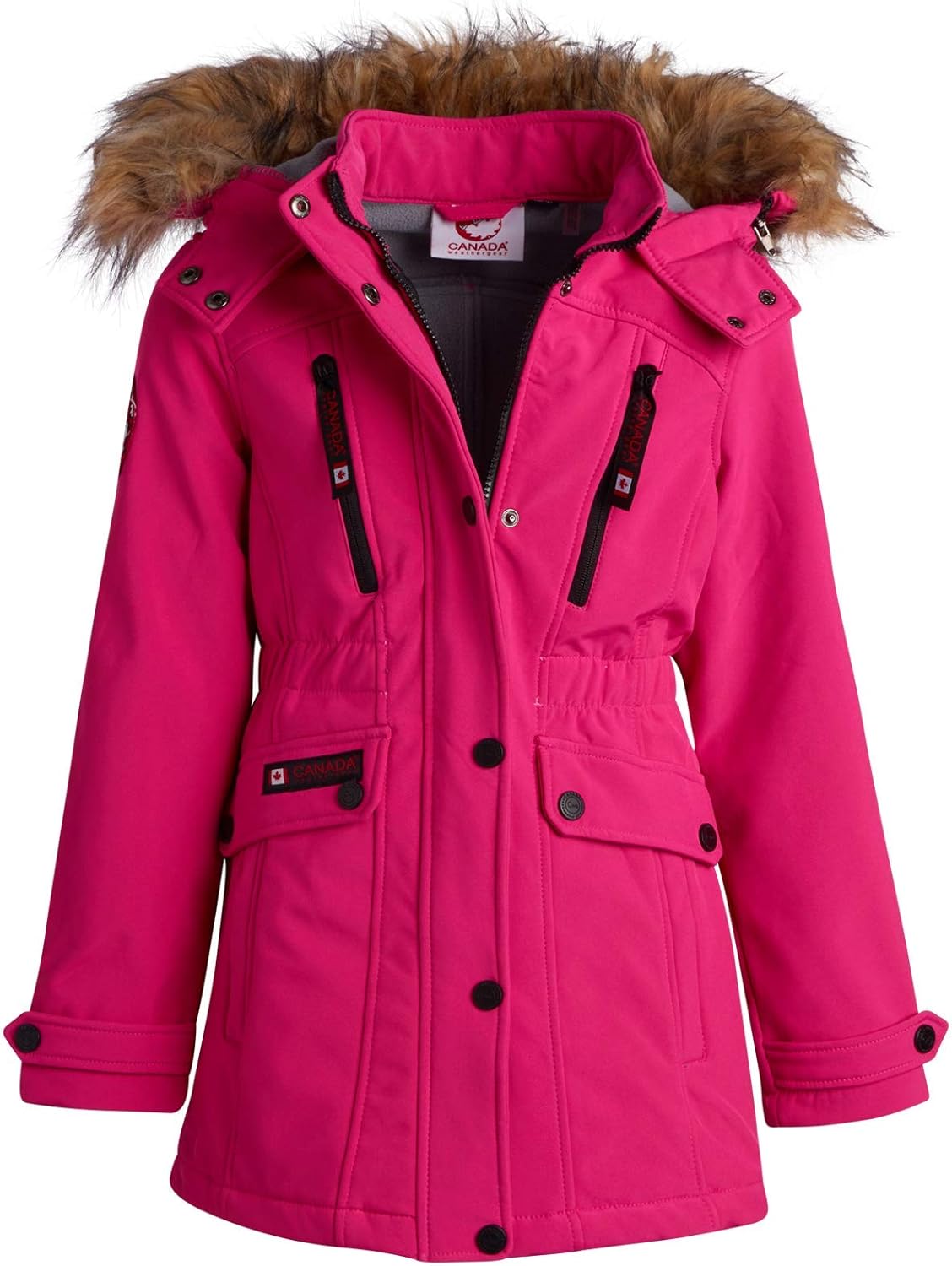 CANADA WEATHER GEAR Girl's Soft Shell Anorak Hooded Jacket with Fleece