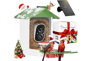 GAOYITK Bird Feeder with Camera 2K HD AI Smart Identify BirdSpecies Solar Panel Outdoors Birdhouse with Cam, Instant Arrival Alerts, Capture BirdVideo, Gifts for Mom Dad