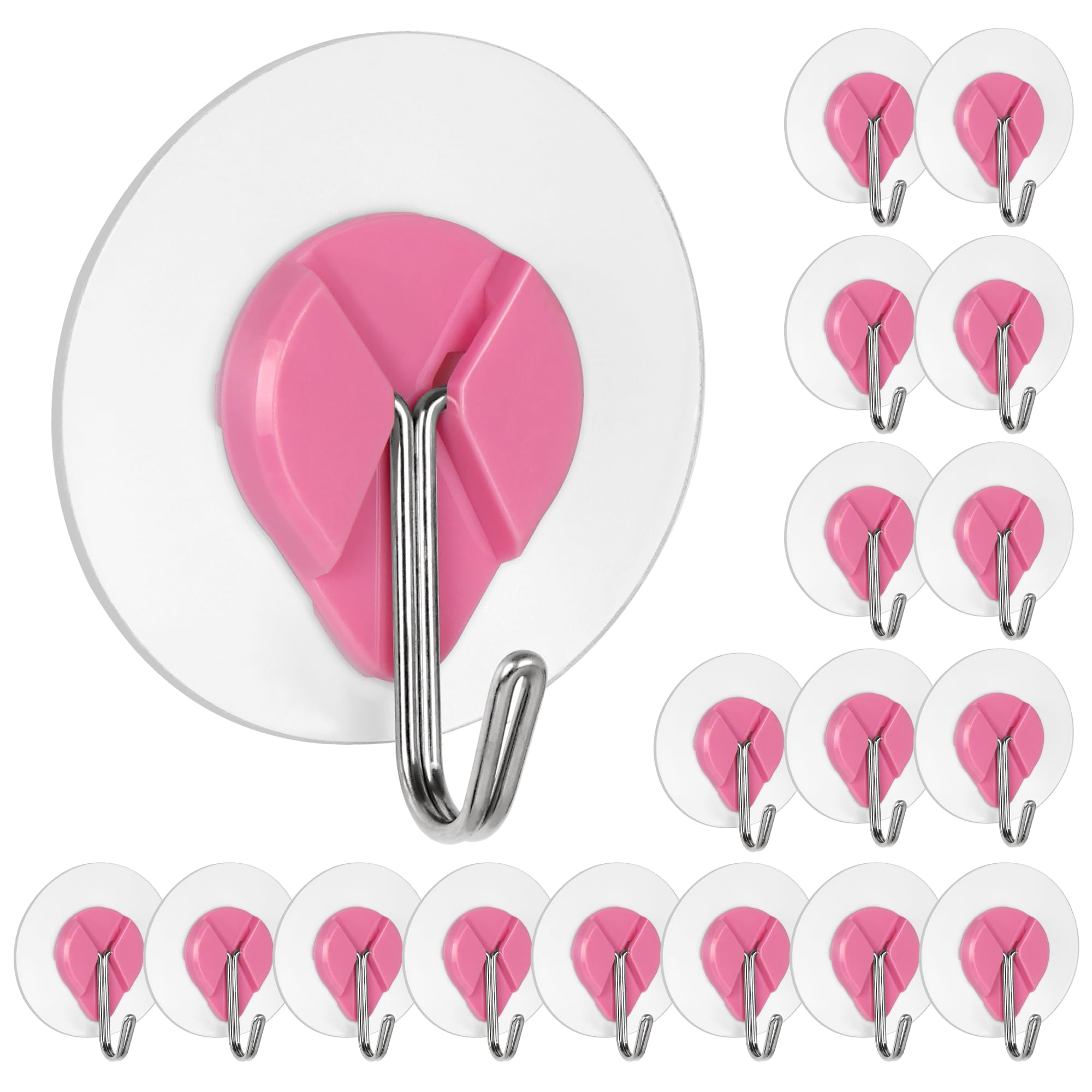 Photo 1 of ***HOOKS MISSING**ONLY ADHESIVE PORTION IS INCLUDED***evron 304 Stainless Steel Wall Hooks, Self Adhesive Utility Hooks for Hanging Heavy Duty 30lbs (18Pcs Pink, Water-Drop)***HOOKS MISSING**ONLY ADHESIVE PORTION IS INCLUDED***