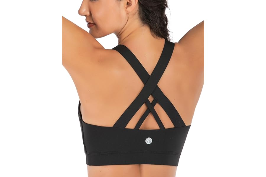 RUNNING GIRL Sports Bras for Women,Padded Strappy Sports Bras Criss-Cross Back Medium Support Sports Bras with Removable Cups