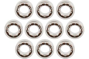KABOBEARING 10pcs R188 Open Deep Groove Ball Bearing,1/4" x1/2" x3/16 Fidget Spinner Bearing with Nylon Caged C3 Large Clearance for Longer Rotation