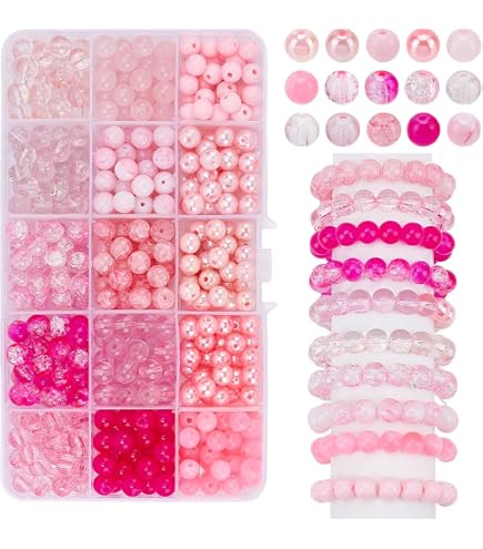 1761 Pcs Perles Sensibilisation Cancer Du Sein Ruban Rose - Breloques, Perles Cristal Acrylique Rose Pour Bijoux Collier Bracelet