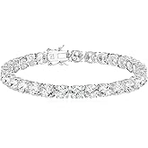 Amazon Essentials Plated Sterling Silver Round Cut Cubic Zirconia Tennis Bracelet