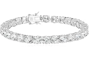 Amazon Essentials Plated Sterling Silver Round Cut Cubic Zirconia Tennis Bracelet (previously Amazon Collection)