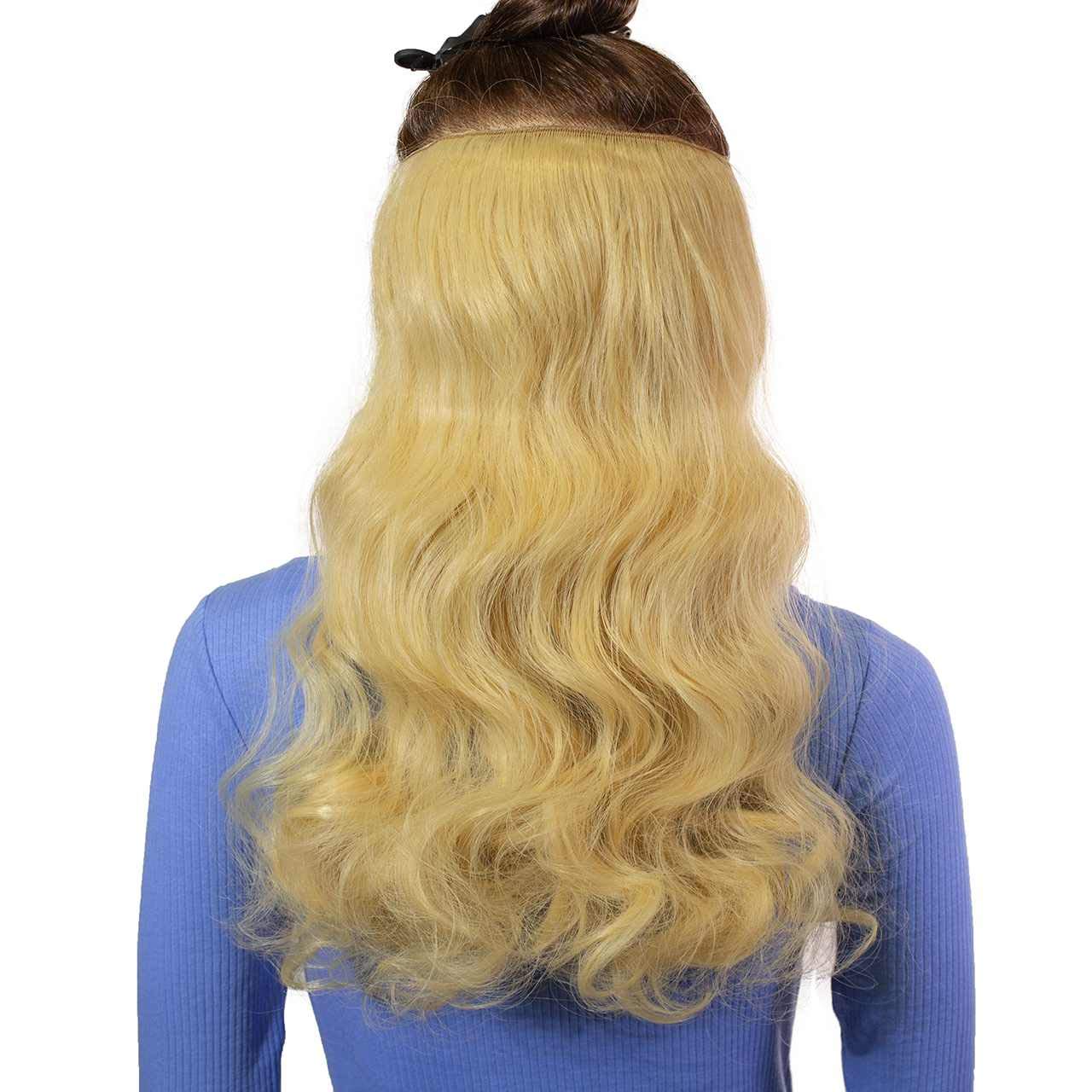 hair2heart Synthetic Hair Clip-In Extensions, 1-Piece, 60 cm, Colour #15 Golden Blonde