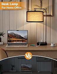 Black Tall Table Lamp with USB Port and
