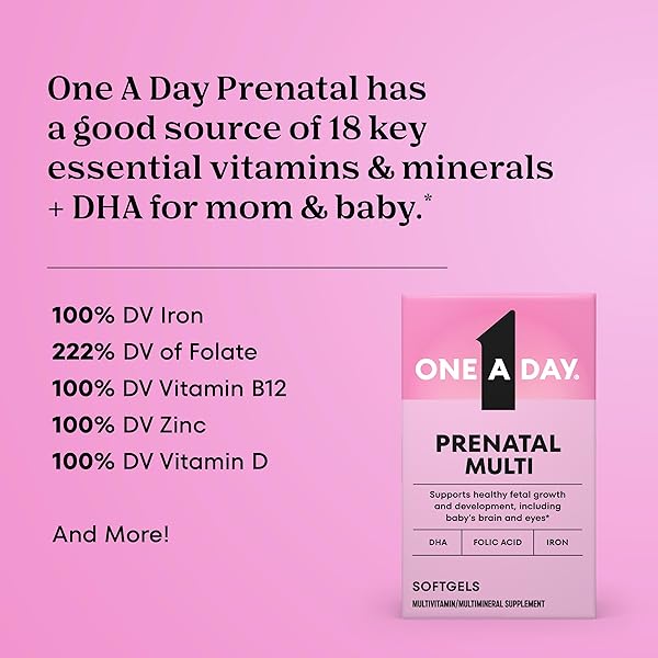 ONE A DAY PRENATAL VITAMINS- FOLIC ACID, IRON, OMEGA- 3 (DHA), PREGNANCY VITAMINS FOR WOMEN, PRENATAL MULTIVITAMIN FOR MOM AND BABY SUPPORT, PREGNANCY MUST HAVES 90 CT (PACKAGING MAY VARY)
