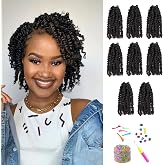 Miss Sula Passion Twist Hair-Pre-twisted Passion Twists,Pre-Looped Crochet Braids Made Of Bohemian Hair Synthetic Braiding Hair Extensions (6 Inch(Pack of 8), 1B)