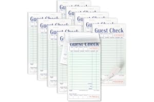 FMP Brands Guest Check Books for Servers, Server Note Pads Paper, Total 500 Sheets (10 Pads), Light Green with Guest Receipt, Guest Check Pads, Restaurant Order Pads, Waitress Notepads