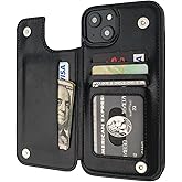 ONETOP Compatible with iPhone 14 Plus Wallet Case with Card Holder, PU Leather Kickstand Card Slots Case, Double Magnetic Clasp and Durable Shockproof Cover 6.7 Inch (Black) | with Card Holder, PU Leather, Kickstand, Card Slots Case