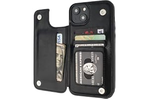 ONETOP Compatible with iPhone 14 Plus Wallet Case with Card Holder, PU Leather Kickstand Card Slots Case, Double Magnetic Clasp and Durable Shockproof Cover 6.7 Inch (Black)