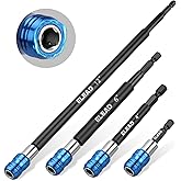 4-Piece 2", 4", 6", 12" Drill Bit Extension Set, Magnetic Screwdriver Bit Holder Extender with Aluminum Sleeve, 1/4 Inch Hex Shank Quick Release Extension Adapter, Durable CR-V Steel