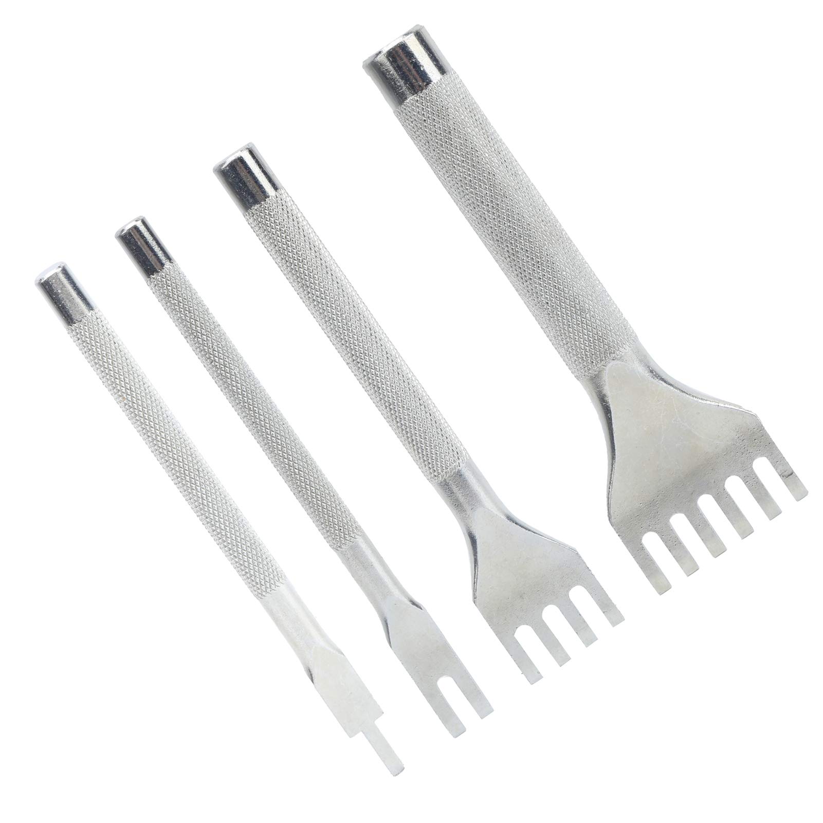 Prong Punch Tool, Leather Prong Punch Tool Kit, 3mm 1/2/4/6 Steel Prong Row Cut Round Hole Punch, for Leather DIY Craft (1+2+4+6 tooth set)