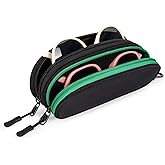 Likbry Double Glasses Case Soft Sunglasses Pouch, Portable Travel Dual Eyeglass Case with Clip & Zipper for Men Women
