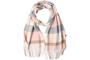 NUOHEMULE 100% Cashmere Plaid Tassel Scarf for Women and Men, Winter Warm Long Scarves, Large Travel Blanket Scarf Wrap in Gift Box