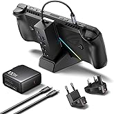 JSAUX Docking Station & 100W Charger for ROG Xbox Ally X (2025)/ROG Ally X/Steam Deck/Legion Go, 6-in-1 Dock with HDMI 4K@120Hz, Gigabit Ethernet, Dual USB A & USB C 3.2 Gen 1, 100W Charging - HB0609