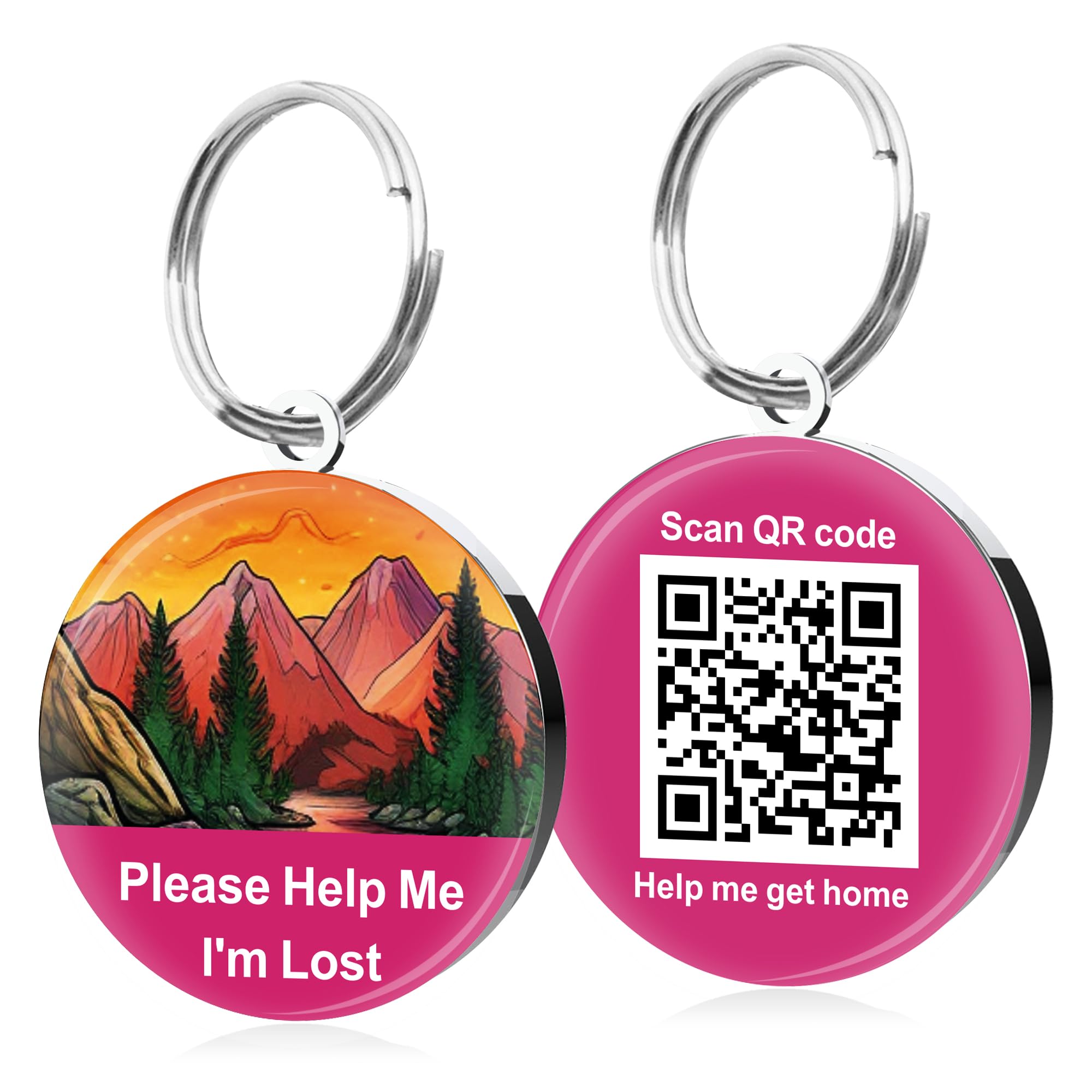 QR Code Dog Tags ID Tags for Dog Name ID Tag Cat Tags Online Pet Profile Scan QR Receive Instant Pet Location Alert Email Quiet Tag (Pink, Design 2)