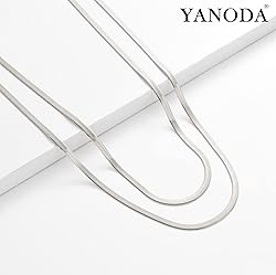 YANODA Herringbone Necklace for Women,14K Gold
