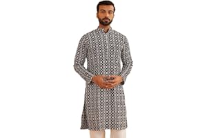 Sojanya (Since 1958 Men'S Ethnic Motifs Embroidered Regular Thread Work Cotton Long Kurta