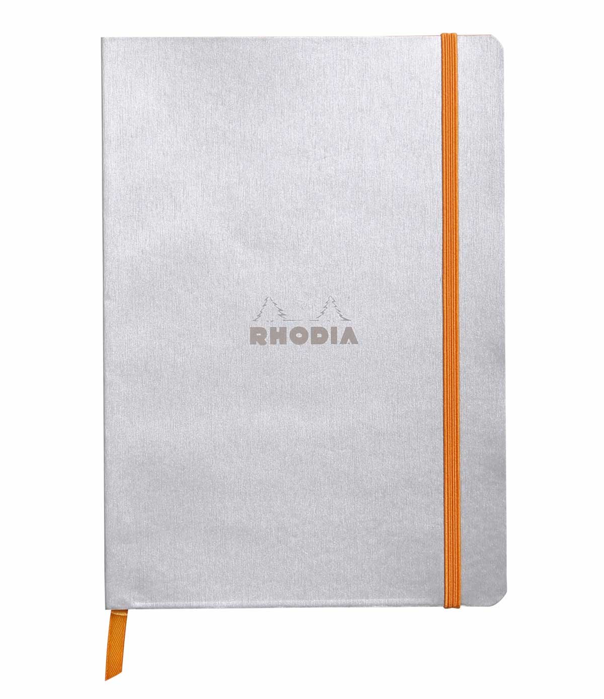 RHODIA 117401C - Silver Soft Notebook - A5 - Lined - 160 pages - Ivory Clairefontaine Paper 90 g/m - Bookmark, Elastic Closure - Faux Leather Cover - Rhodiarama Collection