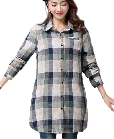 Amazon スプリングスワロー Spsw レディース レディス 長袖 ロング チェック ジャケット ワンピース チュニック ワンピ 上品 女性 シャツ ギンガムチェック グリーン L コート ジャケット 通販
