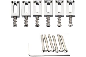 Musiclily Ultra 10.8mm Guitar Bridge Saddles Brass Tremolo Bridge Saddle for Fender Stratocaster Strat ST Telecaster Tele TL Style Electric Guitar Replacement, Chrom (Set of 6)