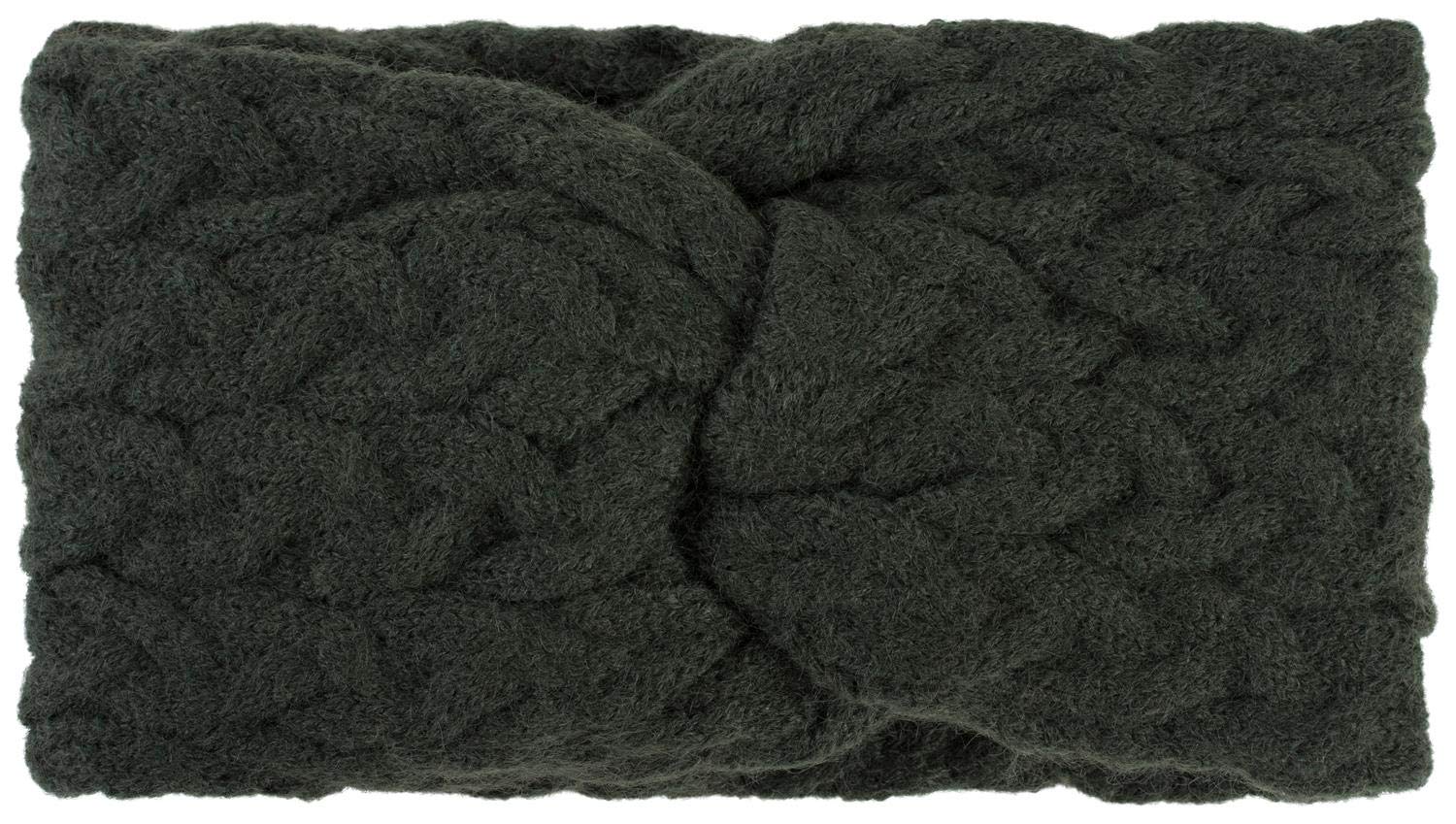 styleBREAKER women cable knit headband with twist knot, cable stitch, hairband, headband 04026044, color:Olive