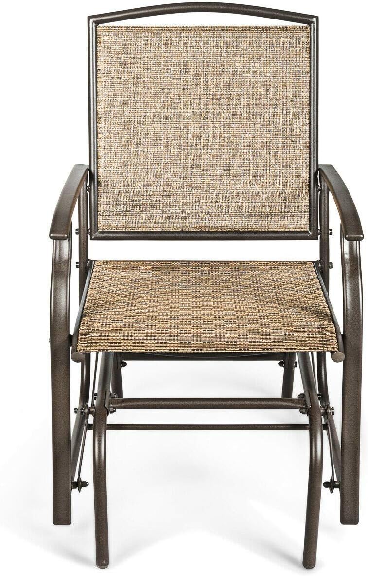 resin wicker outdoor gliders on Lhone Outdoor Swing Glider Chair Patio Single Glider Rocking Seating Chairs Steel Frame For For Garden Porch Backyard Poolside Lawn 1 Kitchen Dining Amazon Com