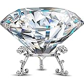 Adwikoso 3.15 inch Crystal Diamond Paperweight with Stand (Clear) | Large Crystal Diamond, Fake Diamond, Home Decor, Event Centerpiece, Nail Art Prop,Gift Giving