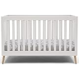 Delta Children Essex 4-in-1 Convertible Baby Crib, Bianca White with Natural Legs