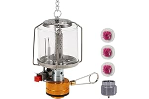 Outdoor Portable Camping Gas Lantern Piezo Ignition Mini Gas Tent Lamp Light with 3 Mantles and Adapter ZDHF