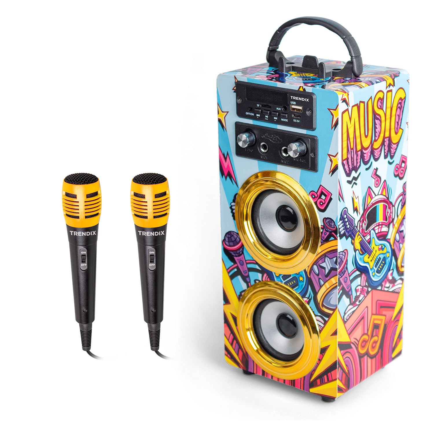 Trendix - Karaoke Machine Kids Golden Star | Kids Karaoke Machine Bluetooth, Fm Radio, USB & Micro Sd | Gifts For 10 Year Olds Girls And Boys |
