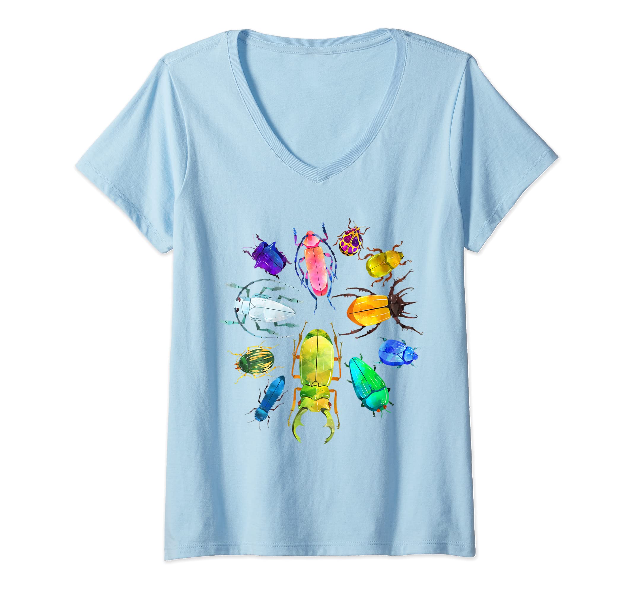 Womens Fun Cute Bugs Insects Beetles Kid Boy Girl Adult Bug Catcher V-Neck T-Shirt