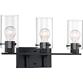Nuvo 60/7273 Sommerset 3-Light Vanity Fixture with Clear Glass - Matte Black Finish