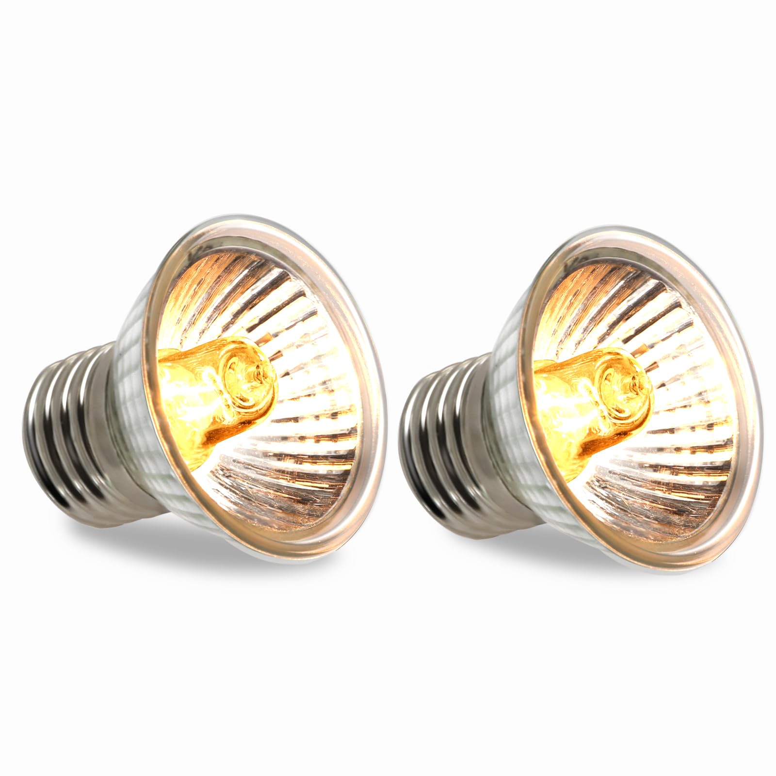 E27 Reptile Heating Bulb UVA UVB 50W Dimmable, Turtle Basking Light Bulb for Reptiles and Amphibians, Heat Lamp Bulbs for Tortoise Bearded Dragon Lizard Snake Chameleon Gecko, 2 Pack