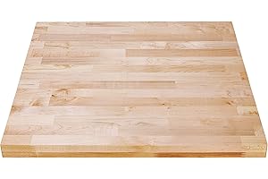 DuraSteel Solid Wood Table Top - 24 x 24 Butcher Block Countertop - Natural Maple Slab Wood Cutting Board for Kitchen Workben