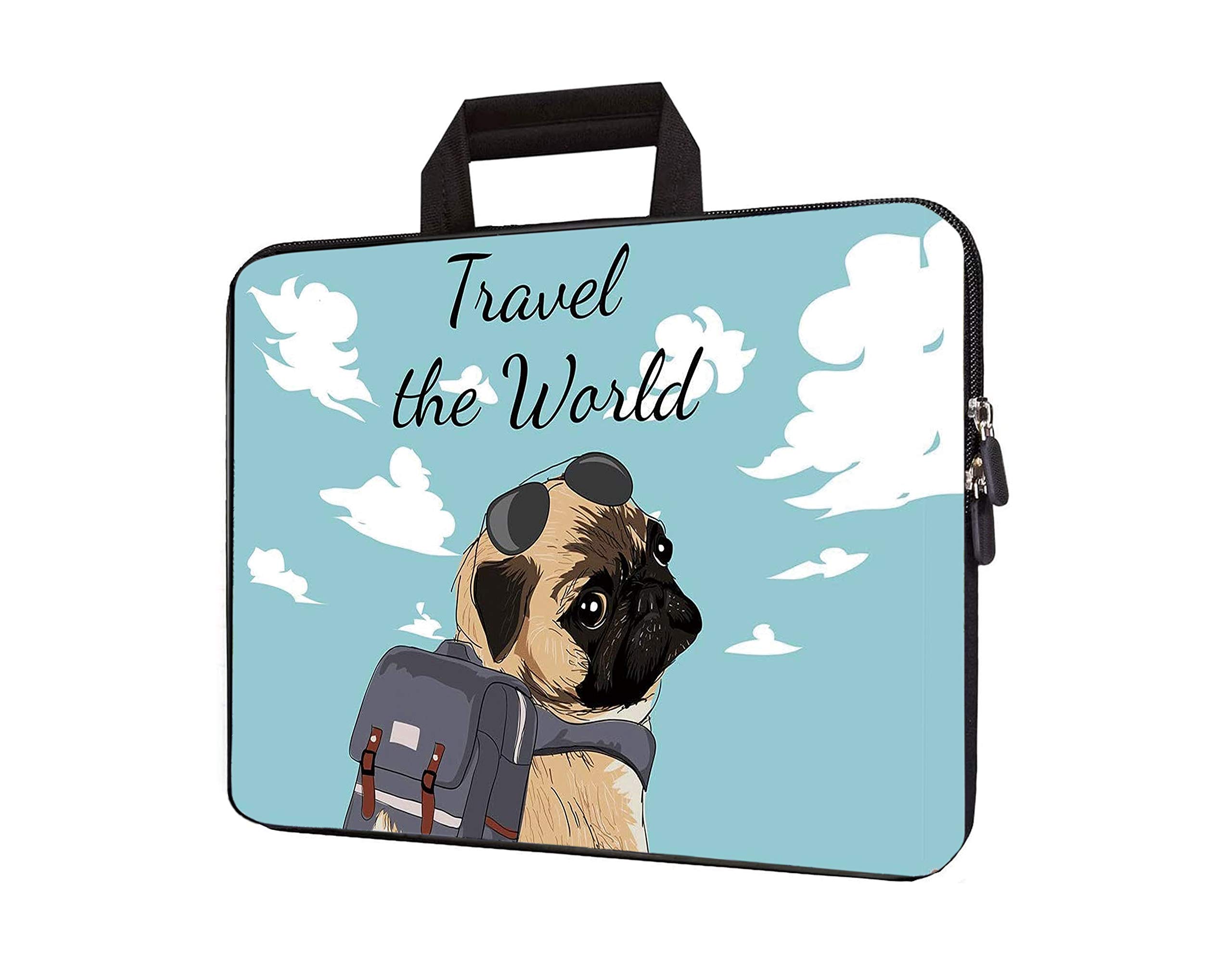 HEABPY 15 inch Neoprene Laptop Carrying Bag Case Notebook Ultrabook Tablet Travel Cover with Handle Zipper Sleeve Fits 14 15 15.4 inch Netbook/Laptop (Pack Dog)