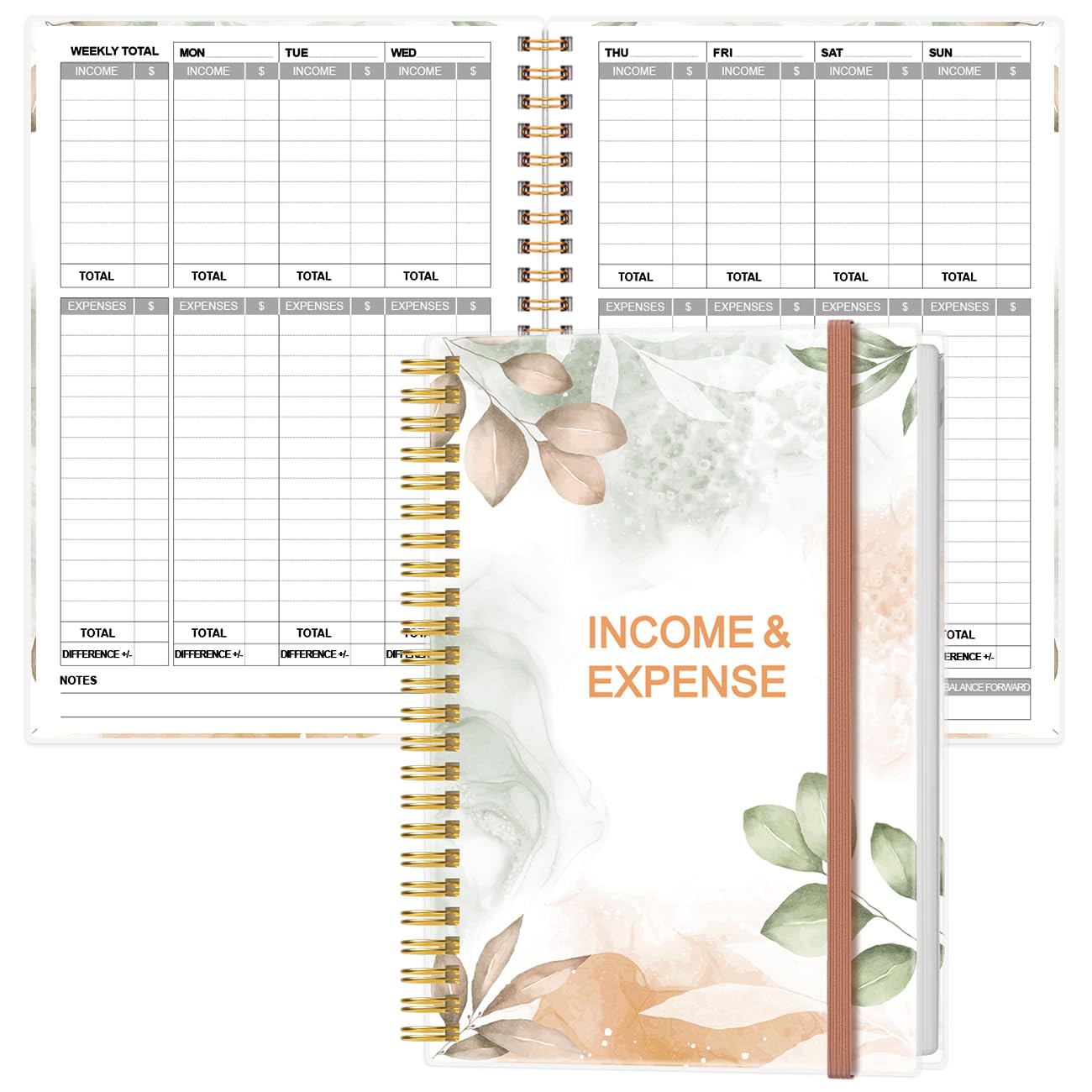 Income & Expense Tracker - Income and Expense Ledger Book for Small Business, Accounting Bookkeeping Tracking Ledger Log Book for Woman and Man, 5.8" x 8.3", Rose Leaf